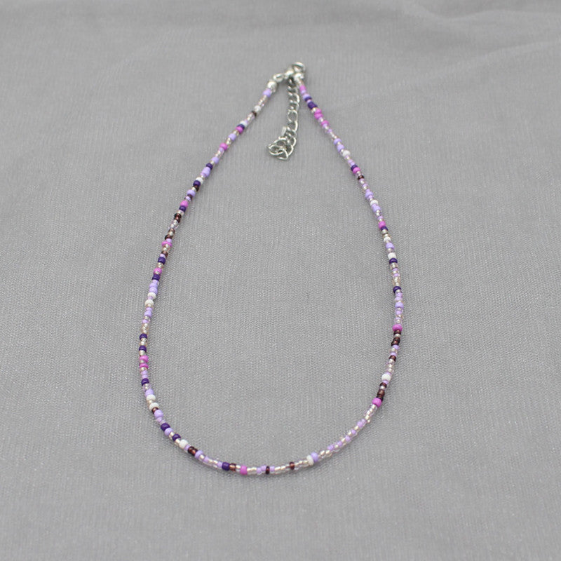 South Korea Vintage Color Beaded Bead Necklace Girly Style Bohemian Necklace Clavicle Chain Wholesale