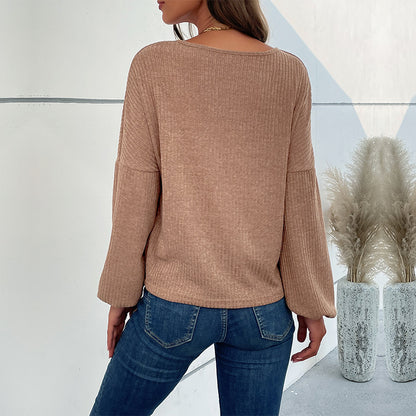 LOVECCR New 2025 Women's Clothing popular Autumn and Winter New Pit Strip Pullover Sweater V-Neck T-Shirt Knitted Bottom Shirt