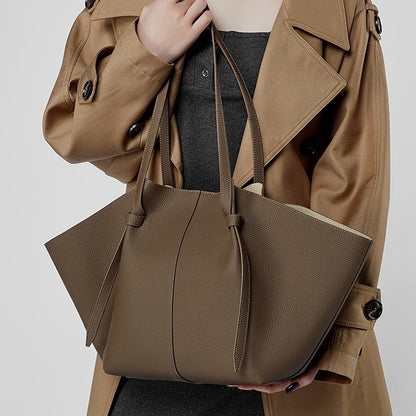 2025 First layer cowhide big bag  new spring and summer commuting versatile tote bag large capacity portable wing bag