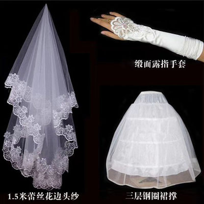 LOVECCR  Wedding Dress 2022 Mori Style New Style Trailing round Neck Korean Princess Bride Female Draggle-Tail Figure Flattering Wedding Dress