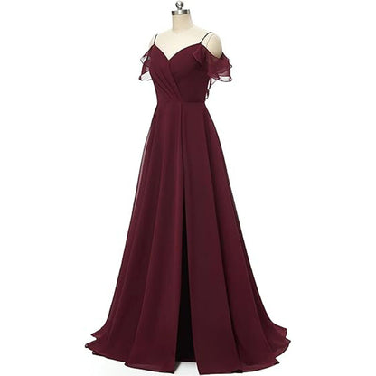 LOVECCR Foreign Trade Evening Dress  New Spaghetti Strap Bridesmaid Dress Long Slit Formal Evening Dress Party Dress