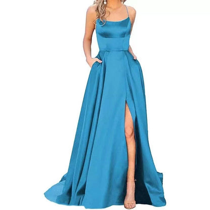 LOVECCR  European and American Bridesmaid Dress Long Long Dress Slimming and Shoulder Hollow Girlfriends  Fashion Bridesmaid Party Evening Dress