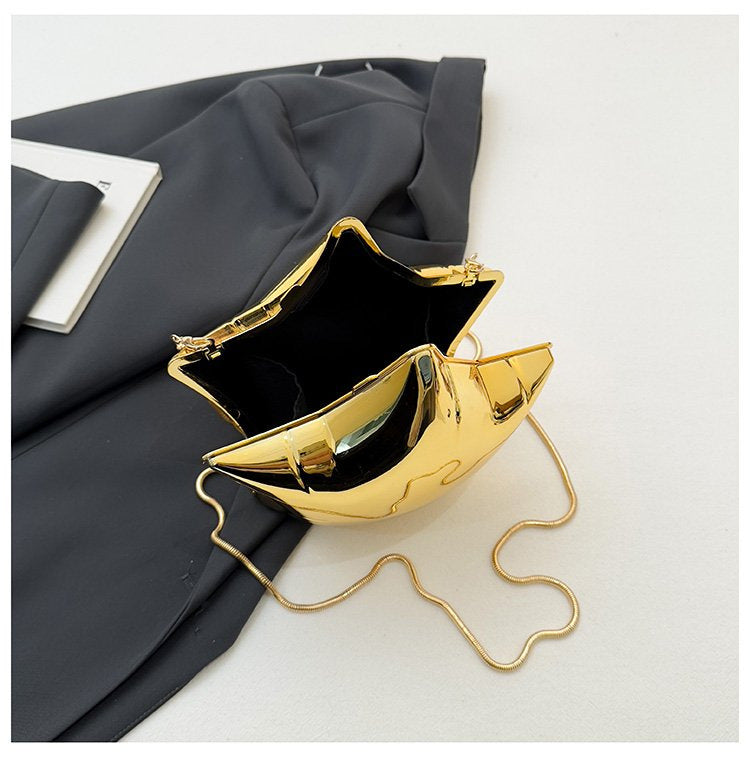 loveccr New Western Style Solid Color Mini Dinner Bag Small Cute Pentagram Stylish Bag Women's Exquisite Chain Shoulder Bag