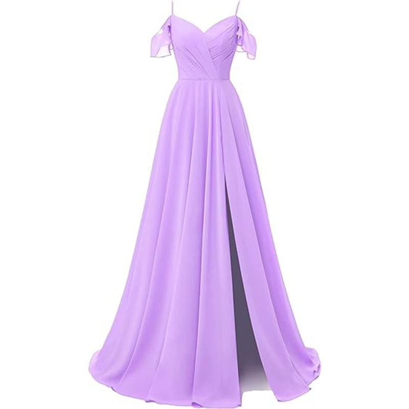 LOVECCR Foreign Trade Evening Dress  New Spaghetti Strap Bridesmaid Dress Long Slit Formal Evening Dress Party Dress