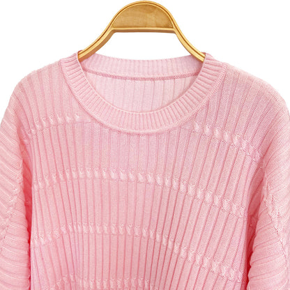 Miyake sweater women's spring new pullover loose bat sleeves versatile lazy wind knitted jacquard jacket women