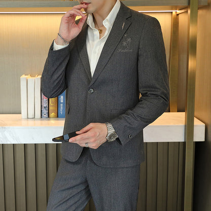 LOVECCR  Suit Suit Two-Piece Men's Suit Fashion Slim Fit Small Suit Suit Cross-Border Wedding Wedding Best Man Dress