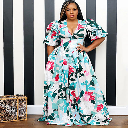 2025 spring New new 2025  women's beach dress slim-fitting pendulum four-sided elastic printing dress