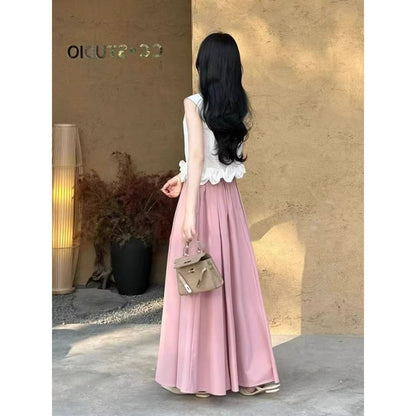 Temperament light luxury high-end suit 2025 new women's clothing white small top skirt summer clothing with a complete set