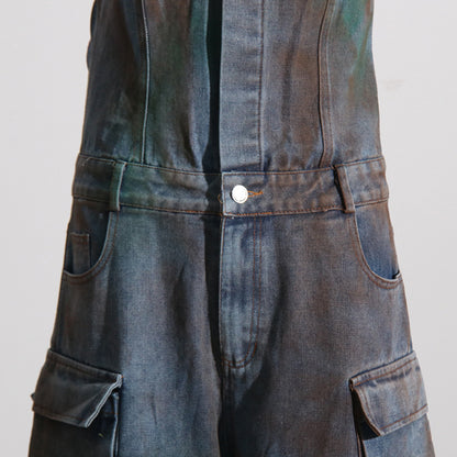 2025 new fashion spray color camouflage tube top integrated overalls  sexy babes jumpsuit women
