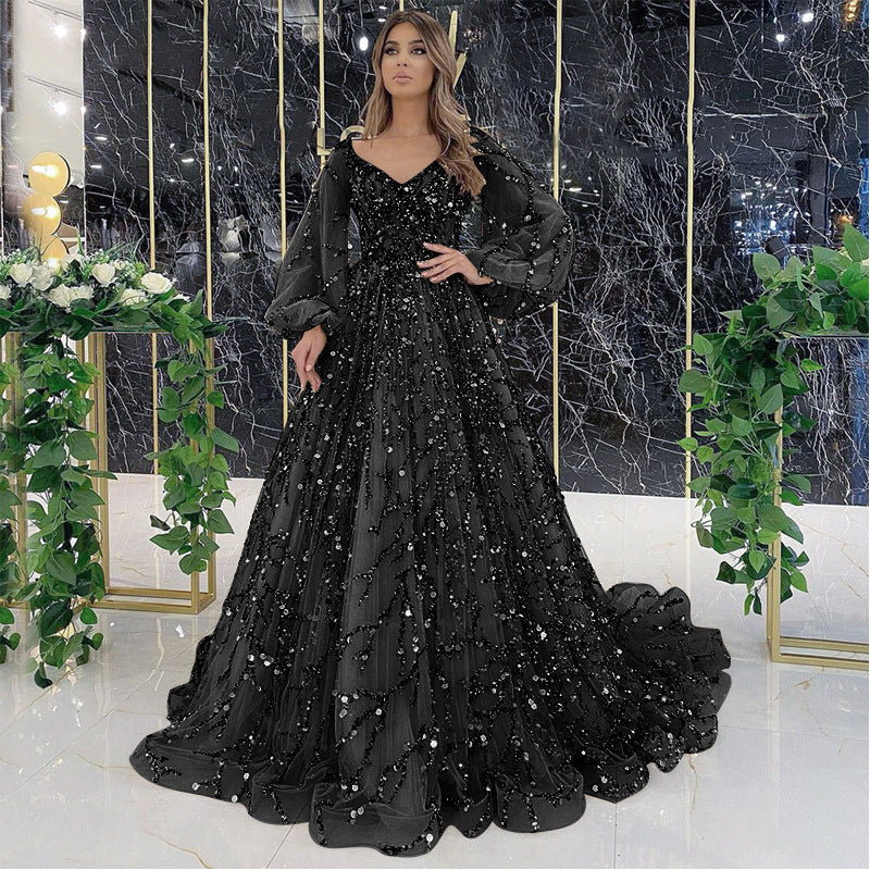 New new gold heavy industry beads luxury evening dress sexy celebrity aura queen long dress SC7109