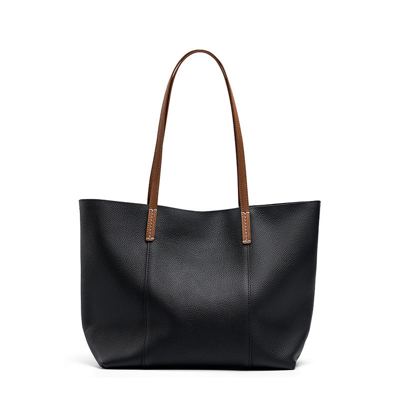 2025 Large capacity first-layer cowhide large bag commuter shoulder bag tote bag 2023 new versatile large bag