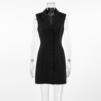2025 Office commuter style single-breasted lapel slim-fitting hip-wrapped dress popular  spring new fashion New women