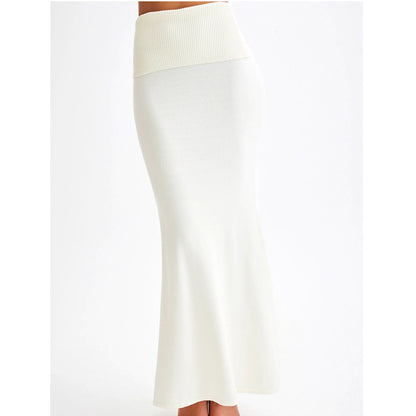 new temperament commuter high-end knitted skirt solid color long fashion waist skirt women