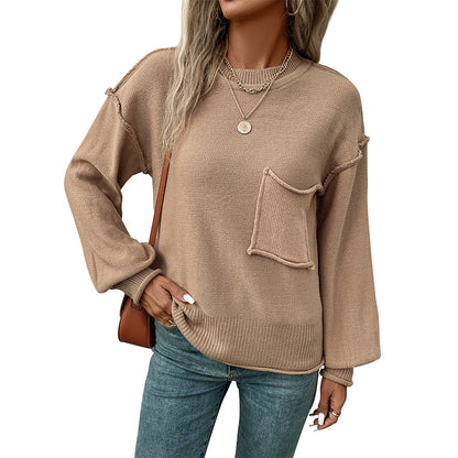 LOVECCR  women's Hot autumn and winter sweater women's long-sleeved crew neck 2025 new casual loose knitted sweater