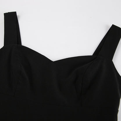 2025 Sexy black sleeveless square neck split dress evening dress popular  new New wholesale women's long dress