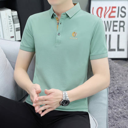 New Pearl Cotton Short-Sleeved Polo Shirt Men's Business Casual Half-Sleeved Men's T-shirt Men's Work Clothes Wholesale
