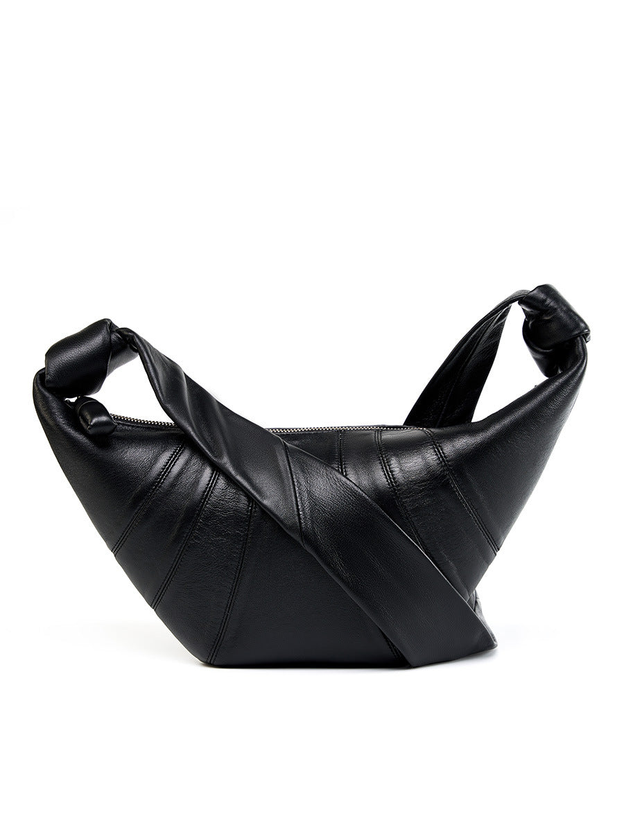 2025 Commuter popular new versatile first-layer lambskin croissant bag lazy dumpling bag women's shoulder messenger bag