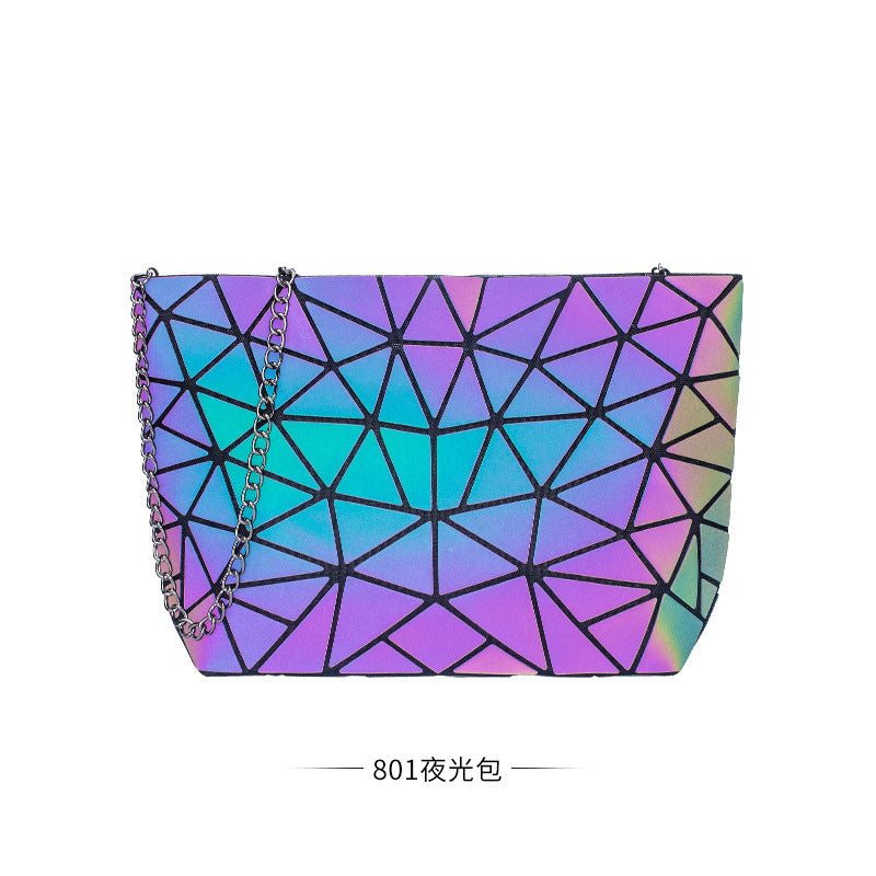 loveccr Cross-Border Bag  Three-Piece Handbag Fashion All-Match Shoulder Messenger Bag Geometric Luminous Bucket Bag