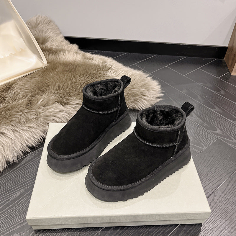 2025 Leather snow boots short short tube 1116109 Zhou Dongyu star with the same waterproof and anti-fouling women's shoes mini short boots