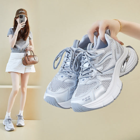 ins Korean version of the new dad shoes girl  summer student sports running casual mesh height increase breathable D101