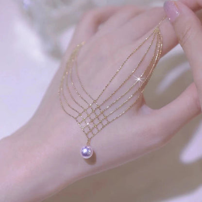 Pearl Fishtail Lace Necklace Light Luxury Imitation Freshwater Pearl Grace Fashion Short Necklace Choker Women Wholesale
