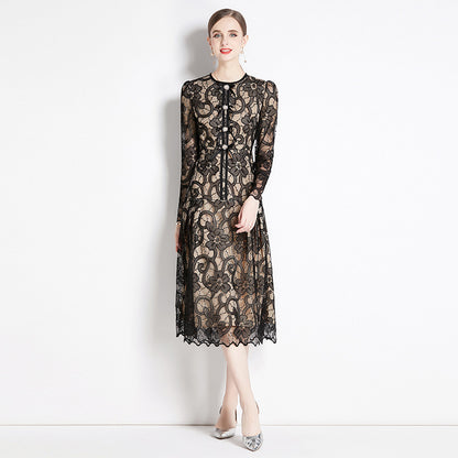Temperament socialite dress autumn  new autumn and winter female middle-aged mother formal settings Muse Fan long skirt