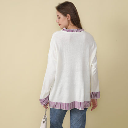 New  Christmas new knitted sweater women's loose long-sleeved letter embroidered sweet beautiful women's sweater