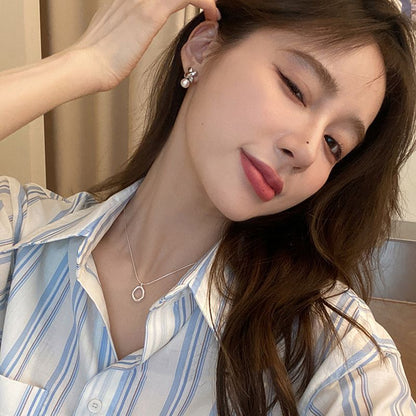 LOVECCR Light Luxury Minority Irregular Ins Water Drop Sterling Silver Necklace  New Simple Advanced Clavicle Chain Girlfriend Gifts