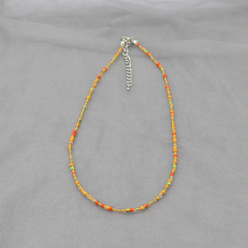 South Korea Vintage Color Beaded Bead Necklace Girly Style Bohemian Necklace Clavicle Chain Wholesale
