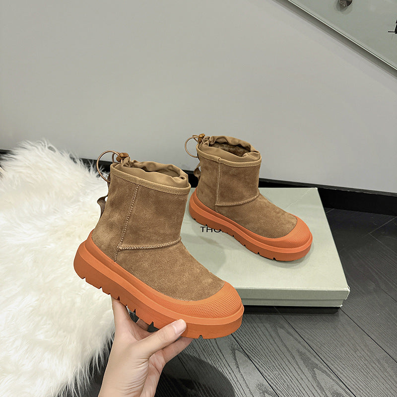 2025 Wang Yibo's same Tasman snow boots for women's  winter new velvet thickened medium cotton boots for women