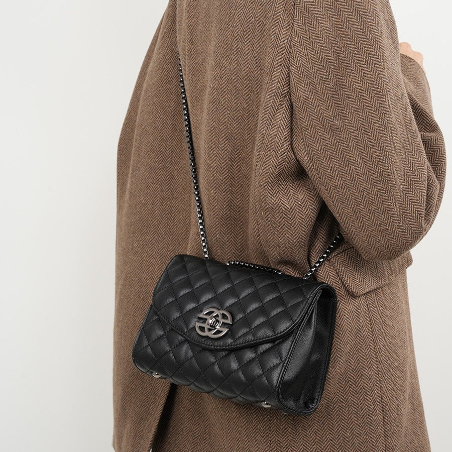 2025 Strictly selected high-end chain bag fashionable versatile shoulder bag popular new first-layer cowhide messenger bag light luxury women's bag