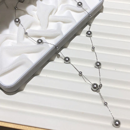 Zhenduo Heather Gray Starry Pearl Necklace Light Luxury Minority High-Grade Y-Shaped Necklace Simple Clavicle Chain
