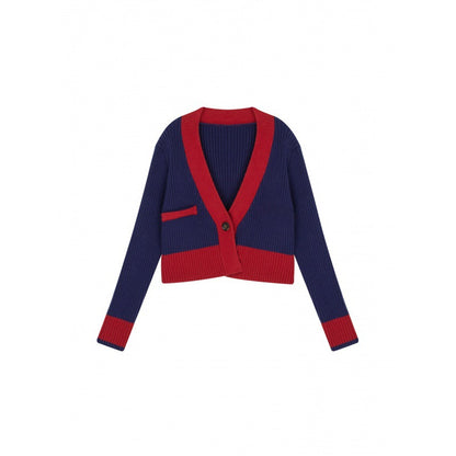 Sweater age-reducing jacket lazy style autumn wear short small color matching top versatile Internet celebrity super fire knitted cardigan
