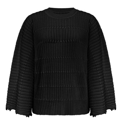 Miyake sweater women's spring new pullover loose bat sleeves versatile lazy wind knitted jacquard jacket women