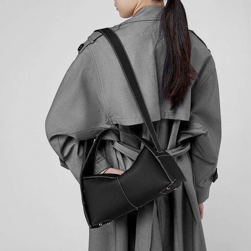 LOVECCR 2025 Autumn and winter new first-layer cowhide removable portable diagonal span hanging ear series eave bag single shoulder crossbody genuine leather women's bag