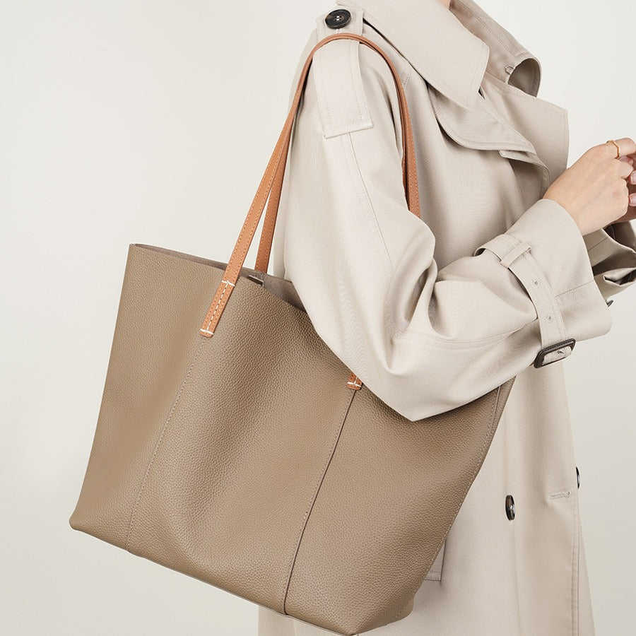 2025 Large capacity first-layer cowhide large bag commuter shoulder bag tote bag 2023 new versatile large bag