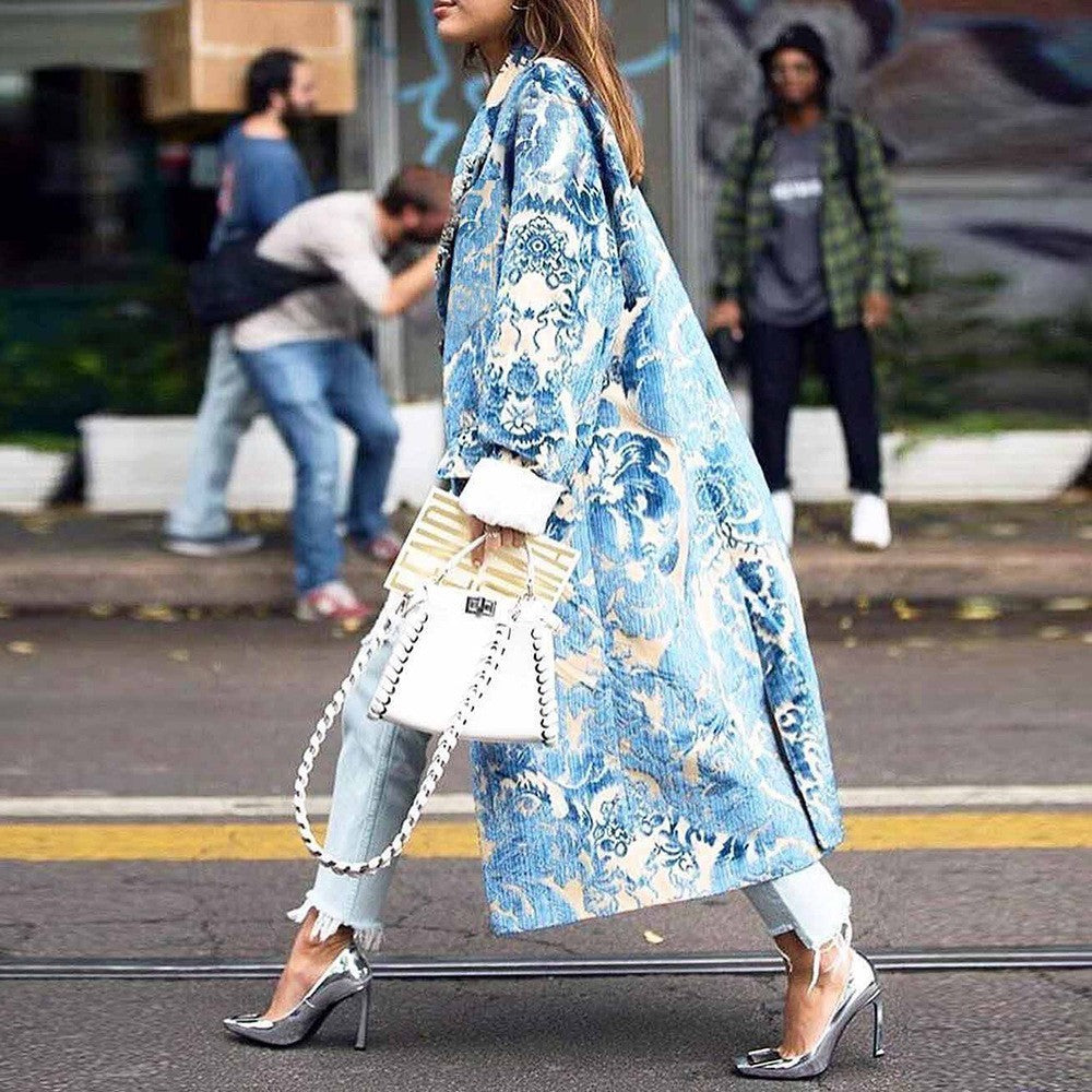 2025 autumn and winter new  New women's clothing fashion loose and ankle printing woolen jacket coat printing
