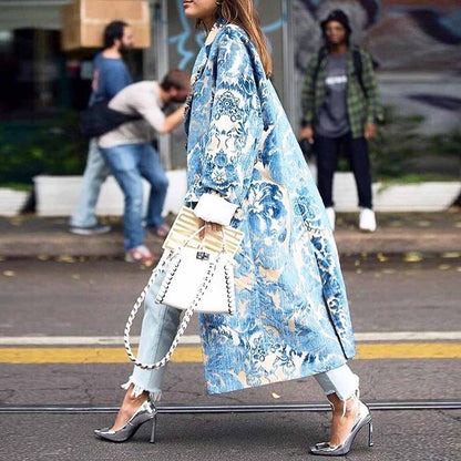 2025 autumn and winter new  New women's clothing fashion loose and ankle printing woolen jacket coat printing