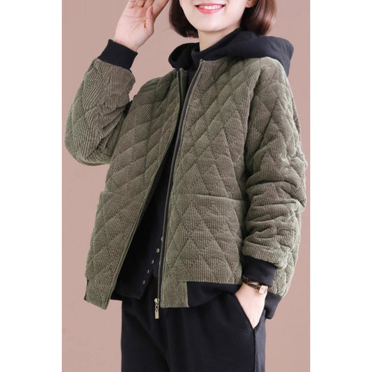 popular winter clothing new Korean version loose large size casual short Popular style hooded corduroy thickened cotton coat women