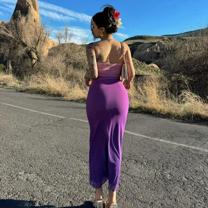 LOVECCR style  women's clothing  summer new fashion chest wrap Spice girl slim gradual change color dress double layer