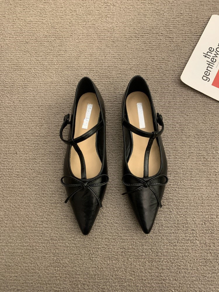 2025  Xiaoxiangfeng pointed red shoes women's new popular popular flat-bottomed small leather shoes spring and autumn Mary Jane single shoes