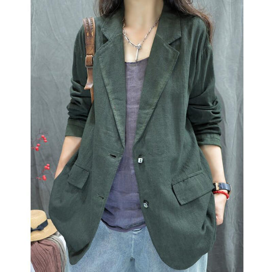 popular autumn new retro old fried color linen jacket loose personality Popular style versatile long sleeve thickened suit