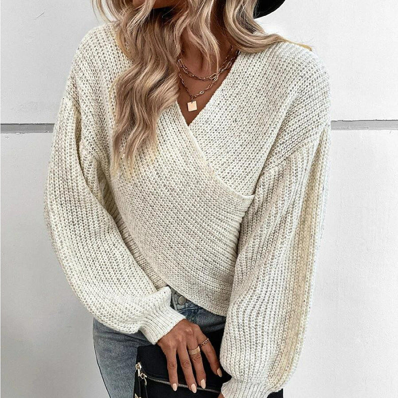 New autumn and winter fashion new sweater women's clothing  temperament cross v-neck loose pullover sweater women