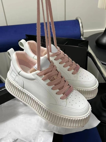 loveccr New Classic Style Panda Sneakers Biscuit Shape Shoes Women's Thick Bottom Platform Height Increasing Insole Sports Casual White Shoes
