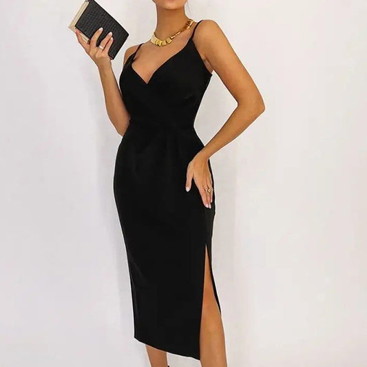2025 Spring Sexy Deep V Suspender Side Split High Waist Dress Small Dress popularwildberries Fashion New Product
