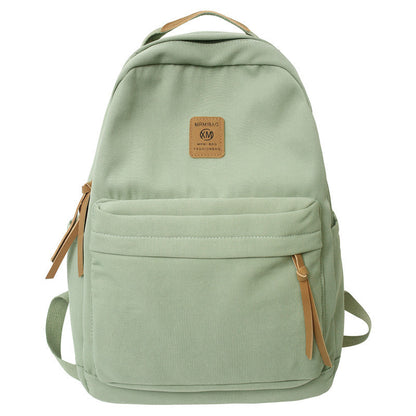 loveccr Japanese Solid Color Backpack Female Korean Harajuku Simple High School and College Student Backpack Campus Junior High School Student Couple Schoolbag