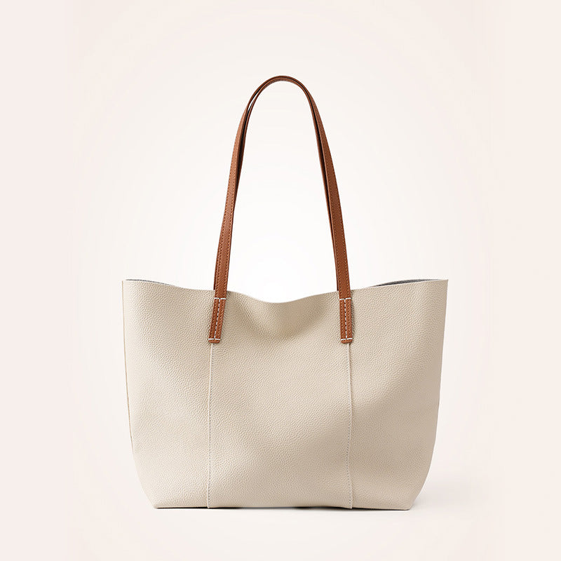 2025 Large capacity first-layer cowhide large bag commuter shoulder bag tote bag 2023 new versatile large bag