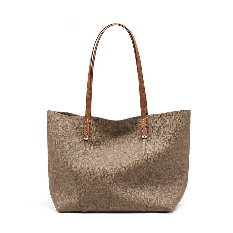 2025 Large capacity first-layer cowhide large bag commuter shoulder bag tote bag 2023 new versatile large bag