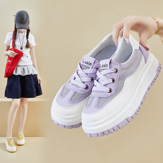 summer mesh white shoes new Korean version ins female students breathable height increase casual street shot board shoes KT290