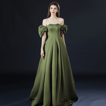 LOVERCCR  Toast Dress Bride High-Grade Double-Sided Satin Princess Red Light Luxury Engagement Back-to-Door Banquet Evening Dress Dress